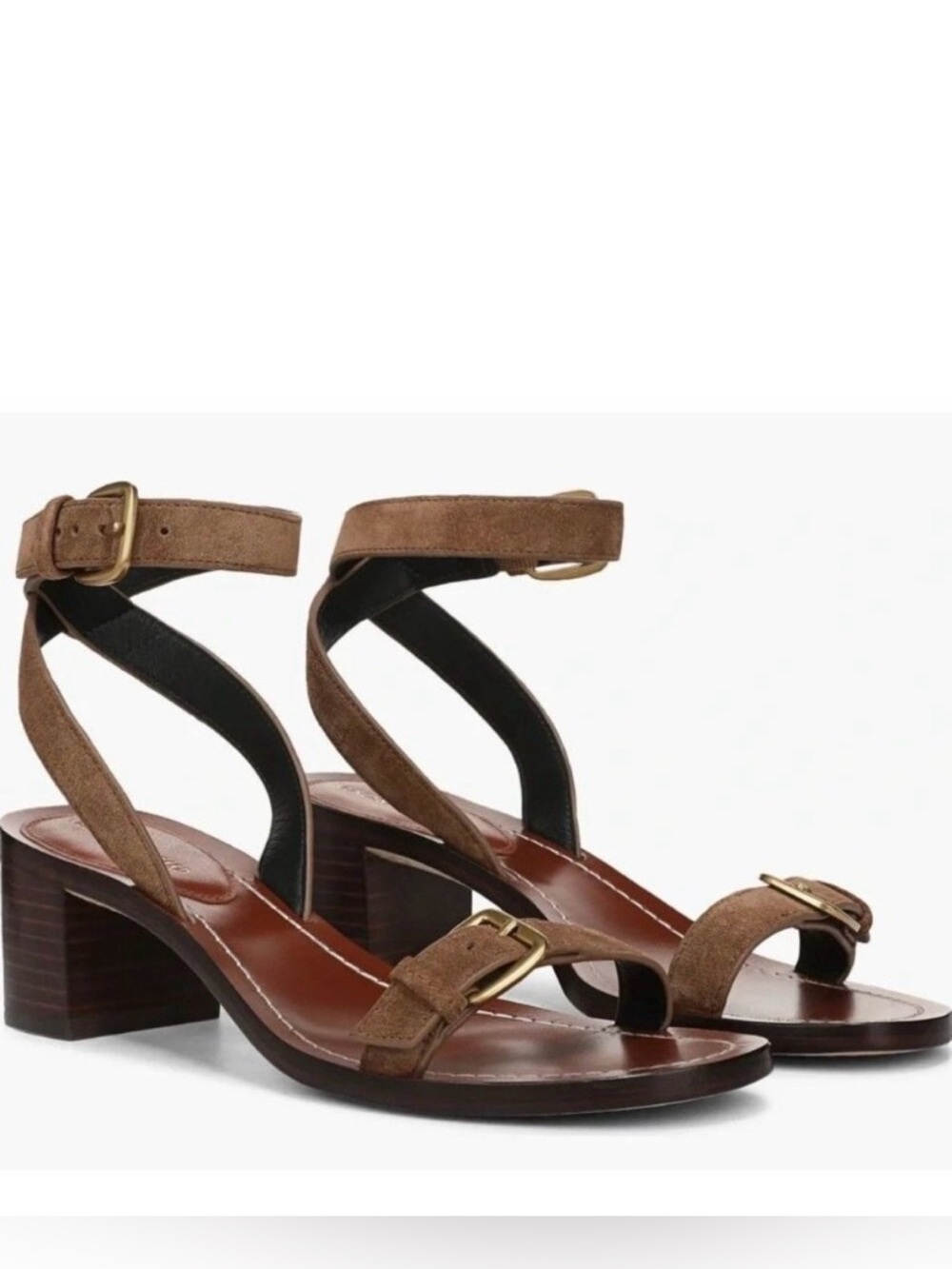 Veronica Beard Elia Buckle Ankle strap Block Heel Sandals NWOB 6.5